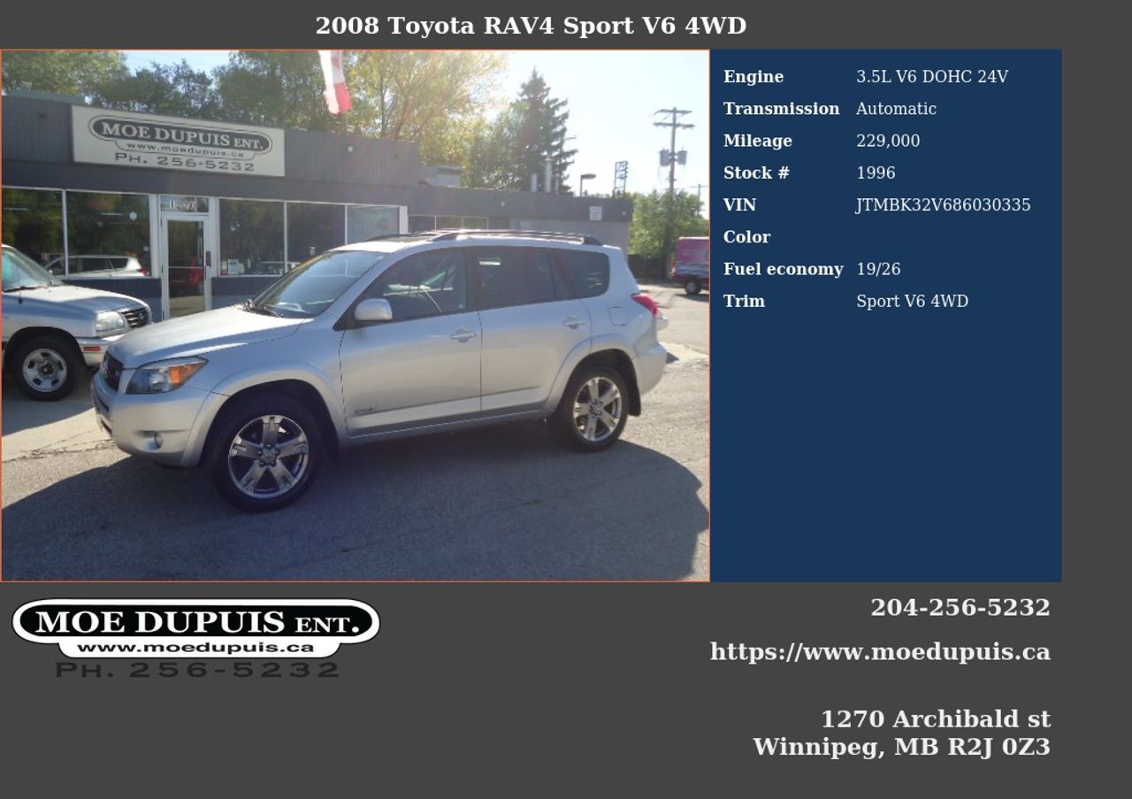 2008 Toyota RAV4 Sport V6 4WD