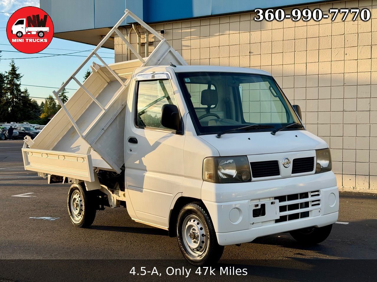 2001 Nissan Clipper HD Dump 3-Way, 4WD, 2Hi-4Hi, AC, PS, Auto, Rare!
