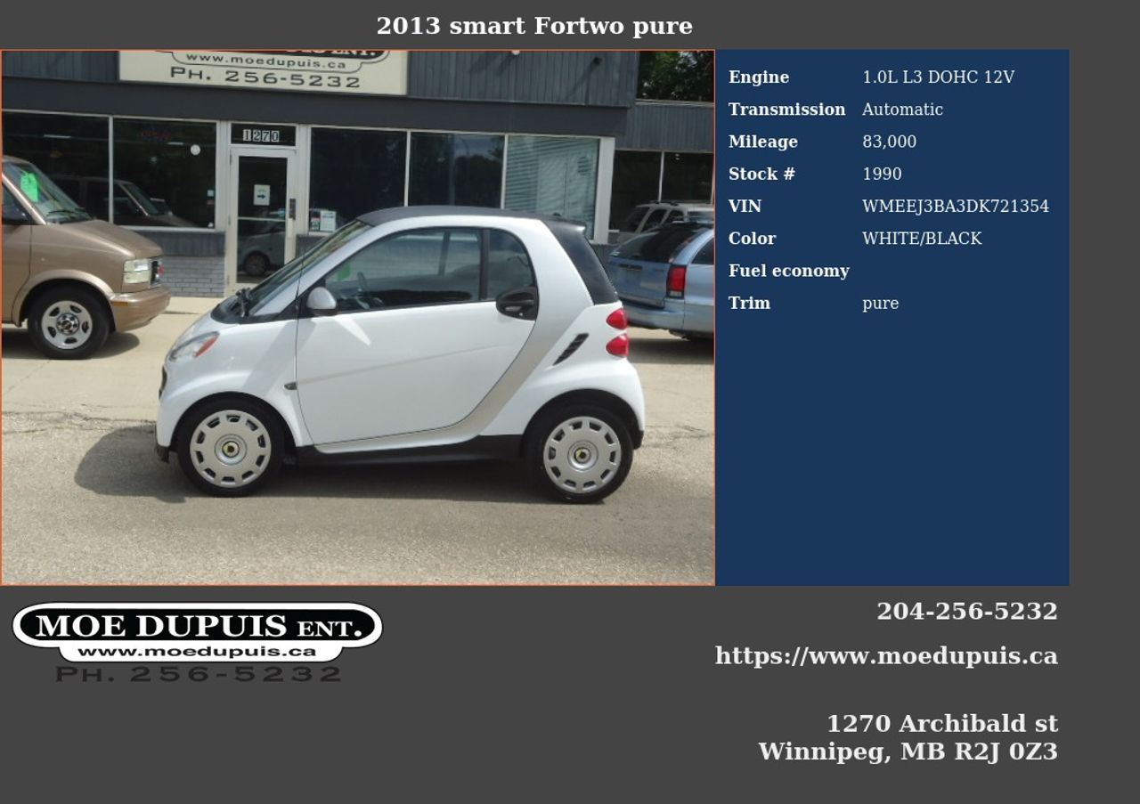 2013 smart Fortwo pure