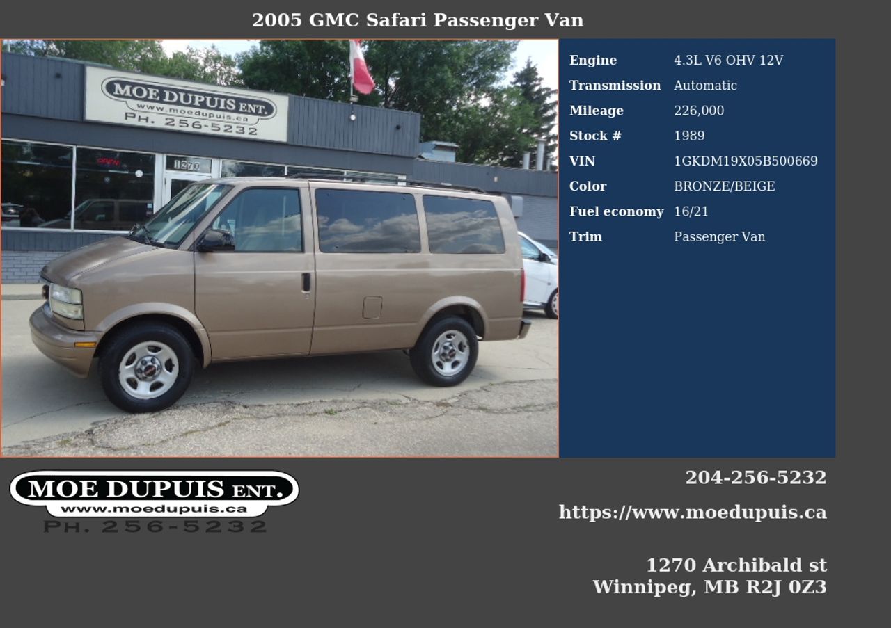2005 GMC Safari Passenger Van