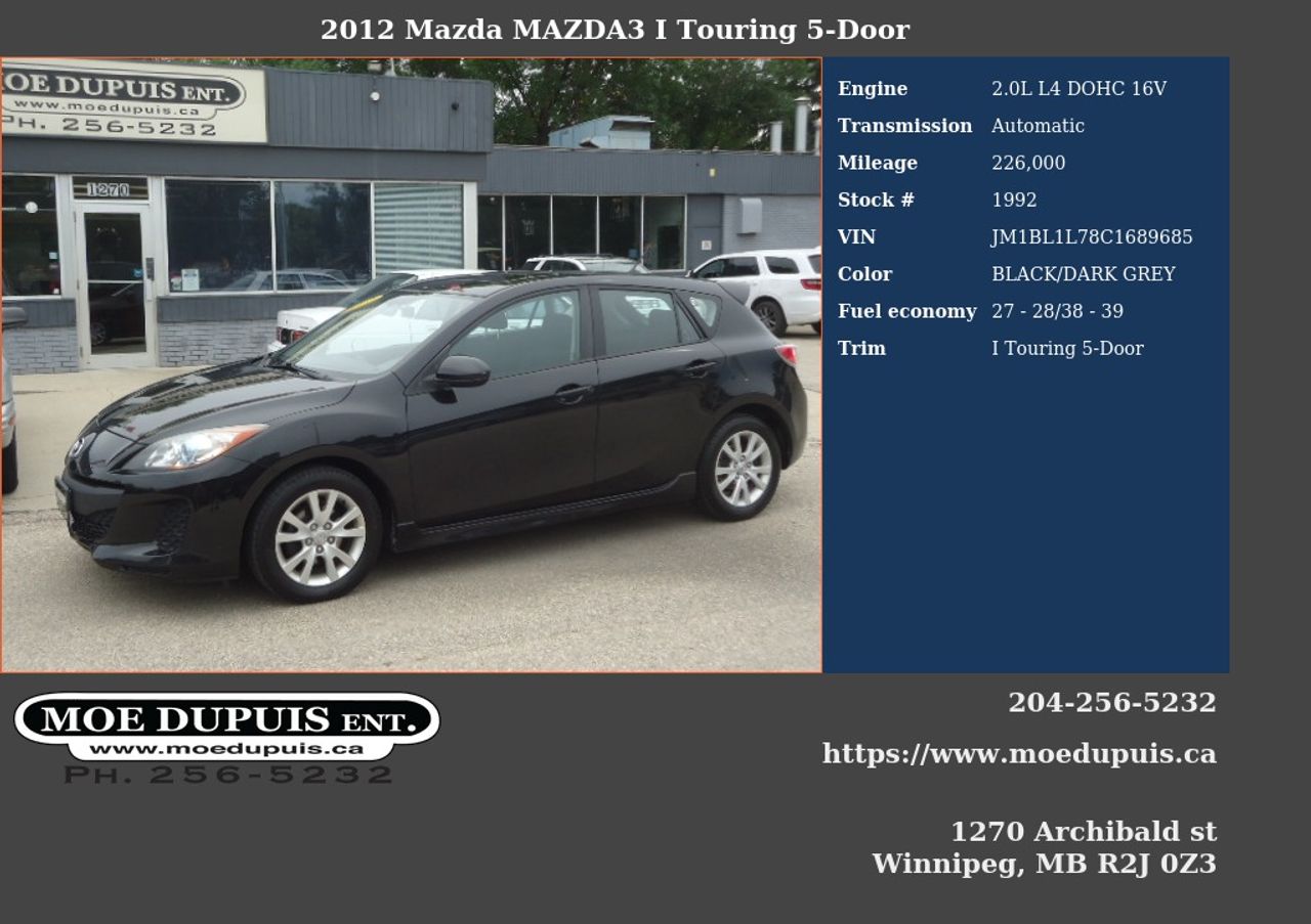 2012 Mazda MAZDA3 I Touring 5-Door