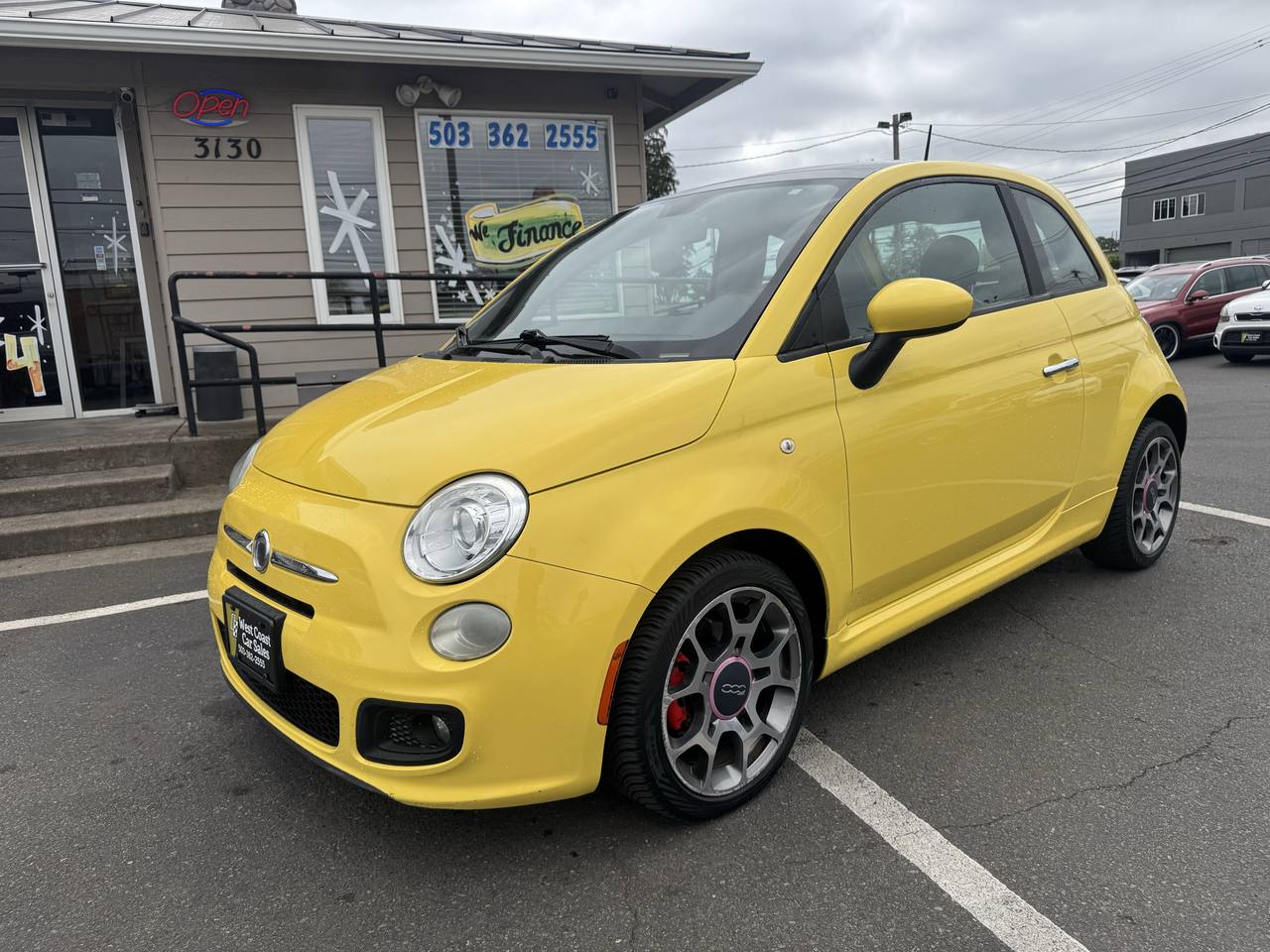Yellow 2012 FIAT 500 Hatchback Front-Wheel Drive Automatic