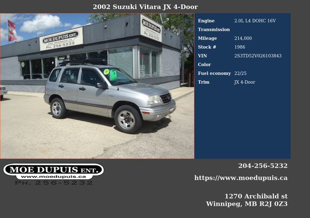 2002 Suzuki Vitara JX 4-Door
